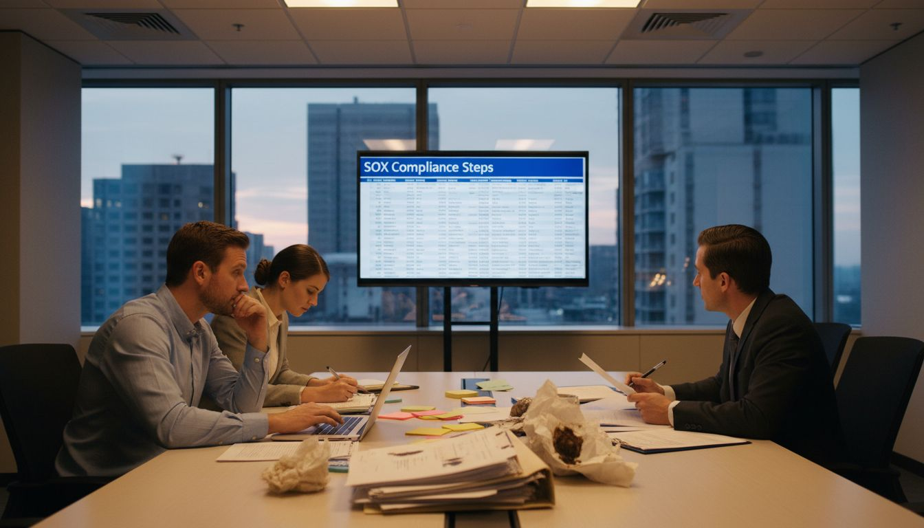 Audit team discussing SOX compliance process