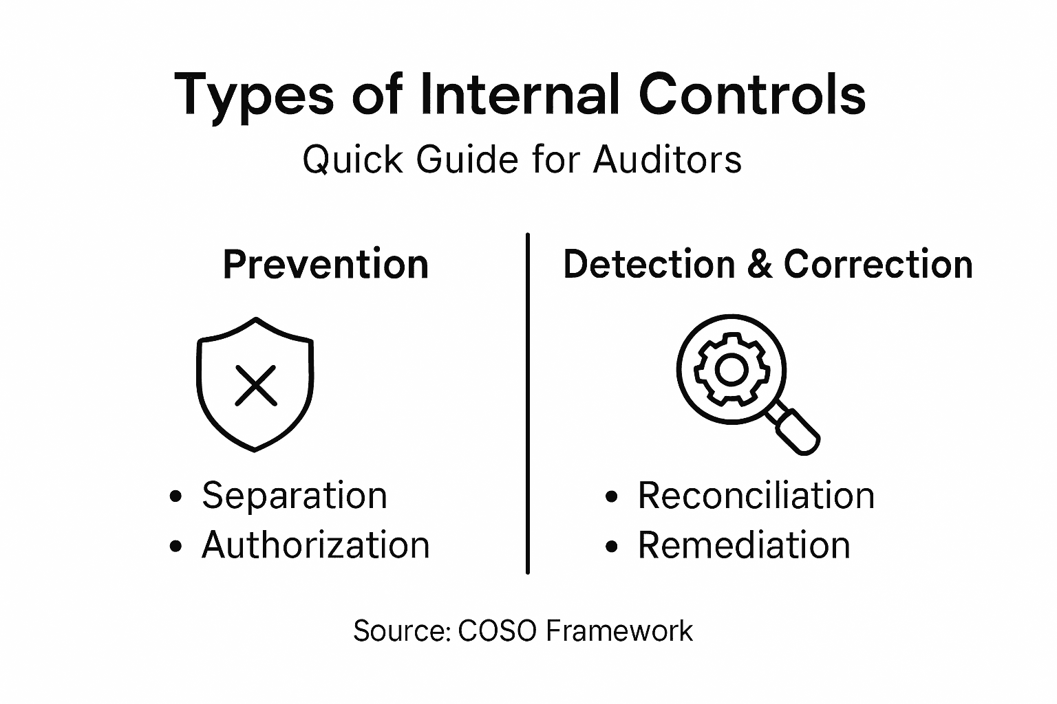 Infographic illustrating main internal control types