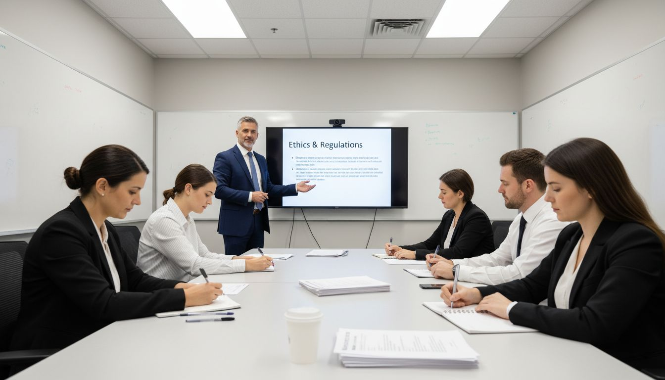 Trainer and attendees in compliance session