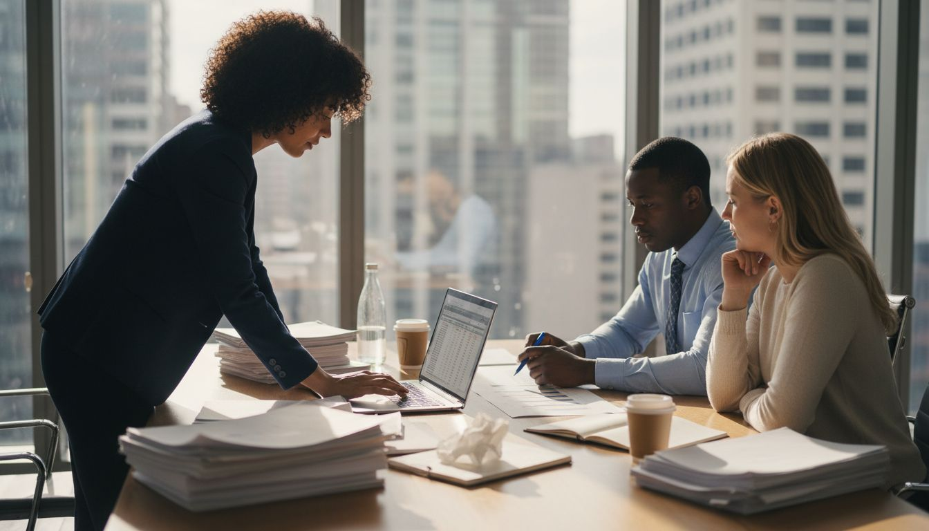 Team reviewing audit process around table