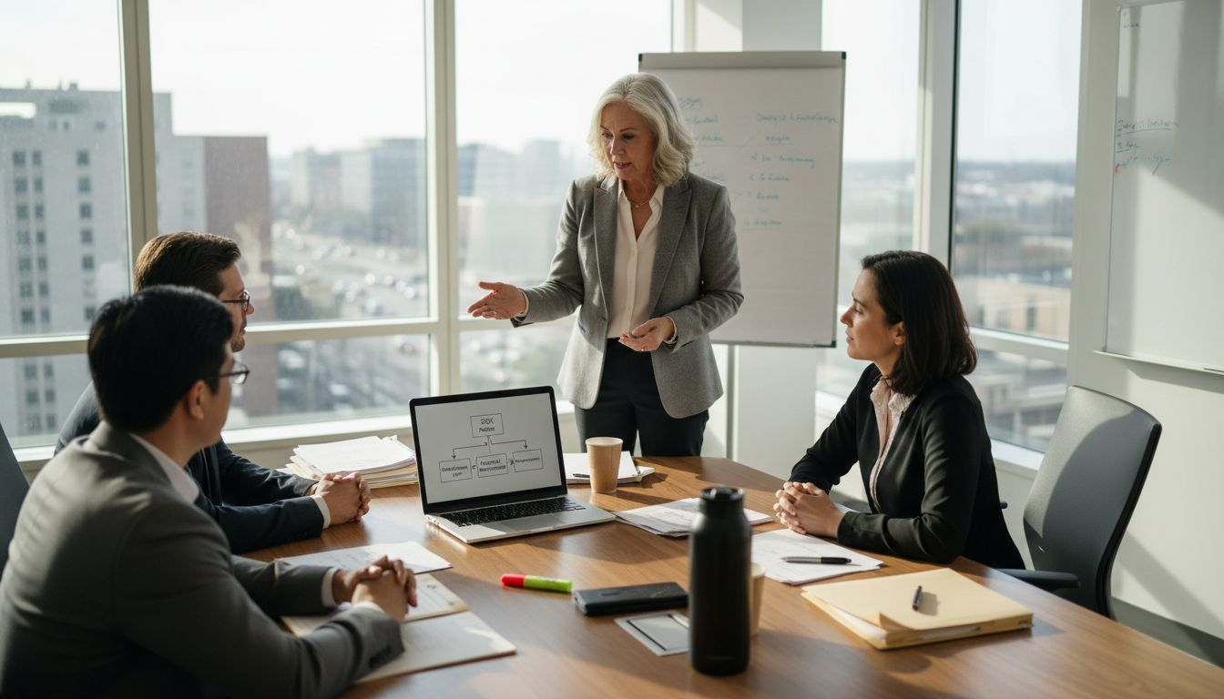 Compliance team discussing SOX controls in office