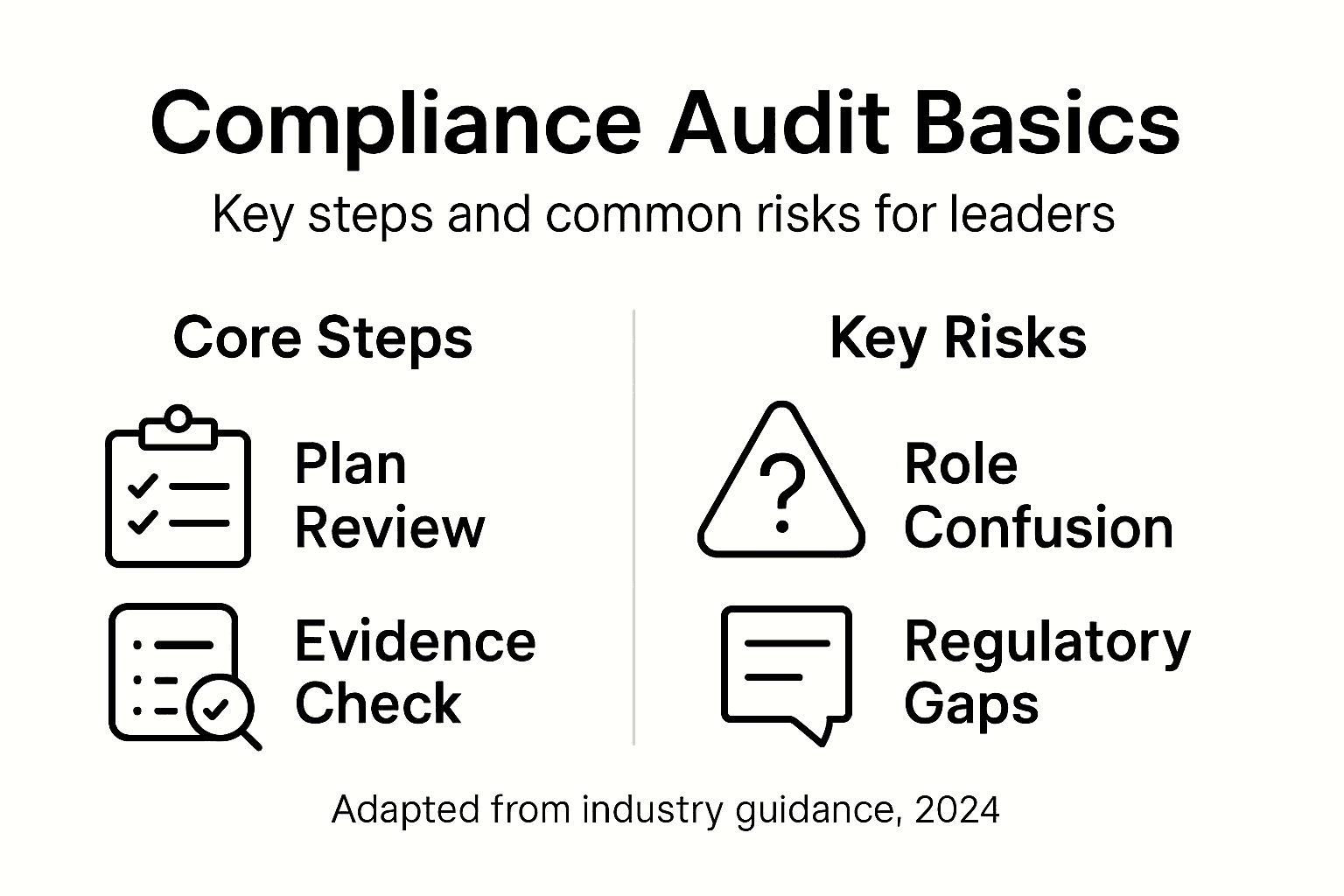 Infographic outlining compliance audit steps and risks