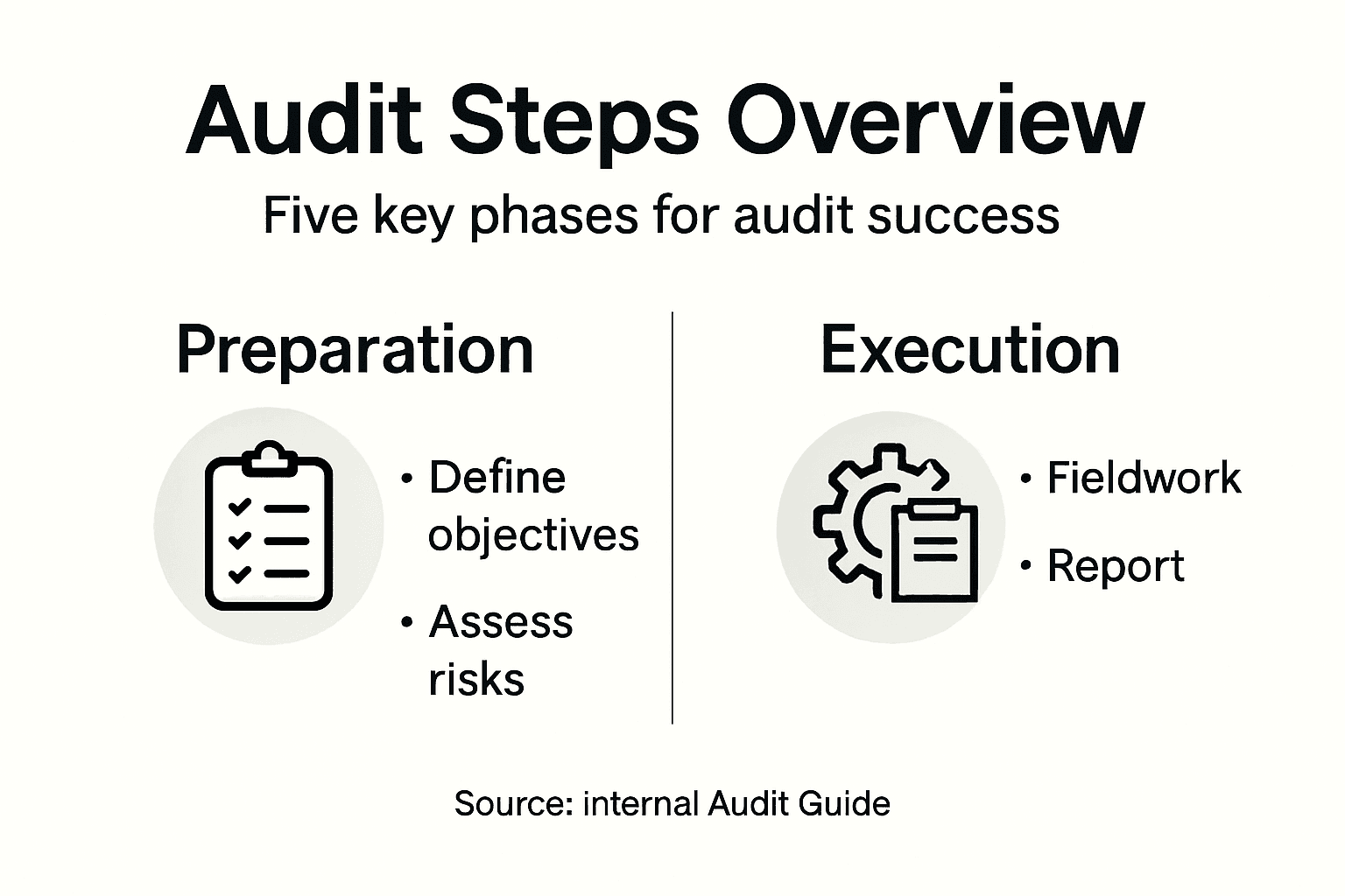 Infographic of five-step internal audit process