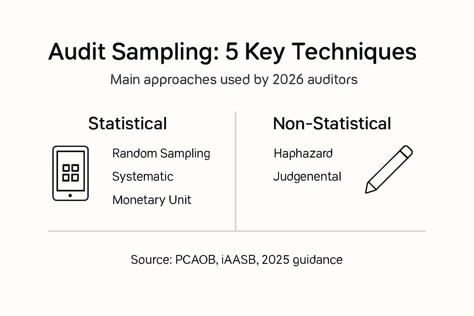 Infographic summarizing key audit sampling techniques