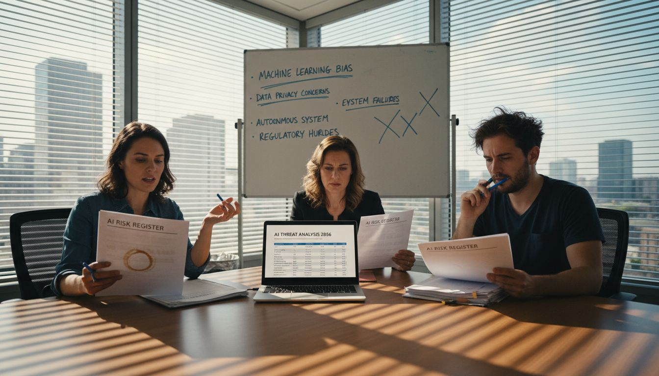 Team discussing AI risk registers