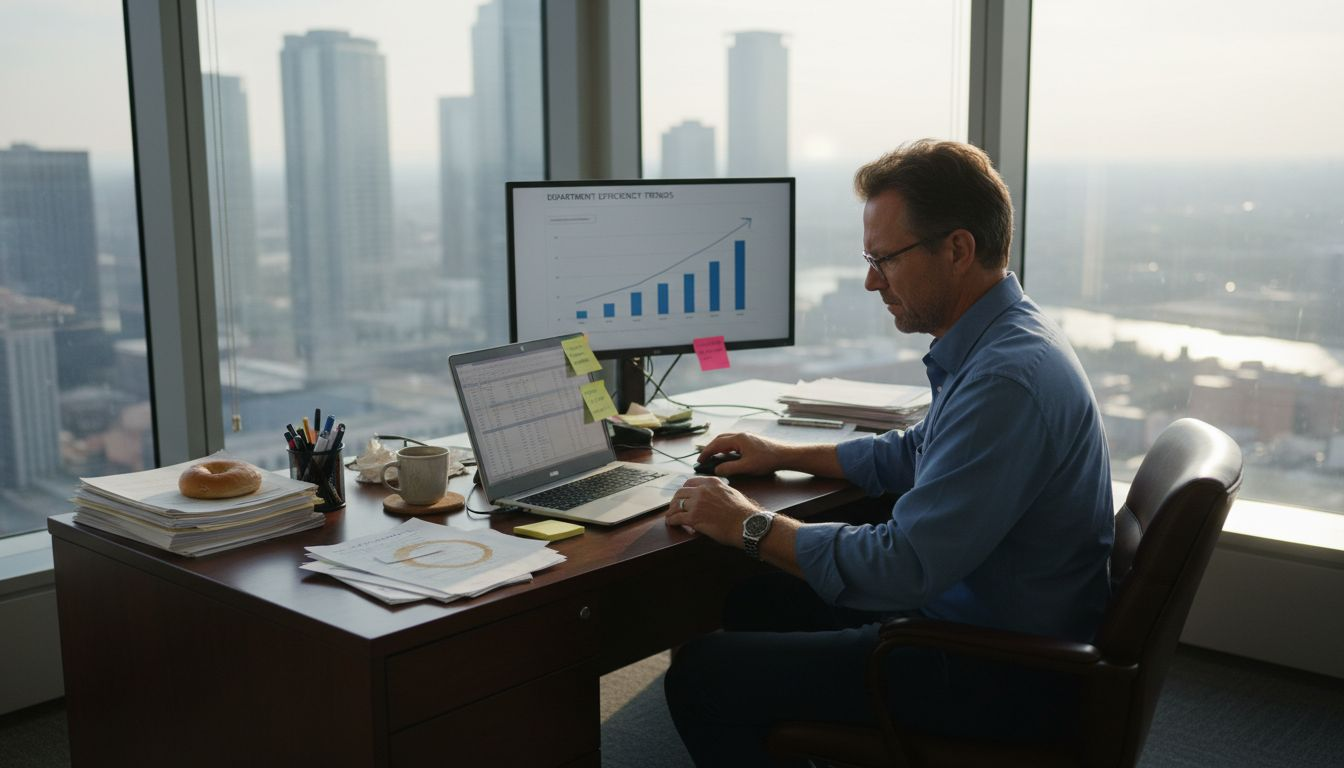 Auditor reviewing operational audit spreadsheet