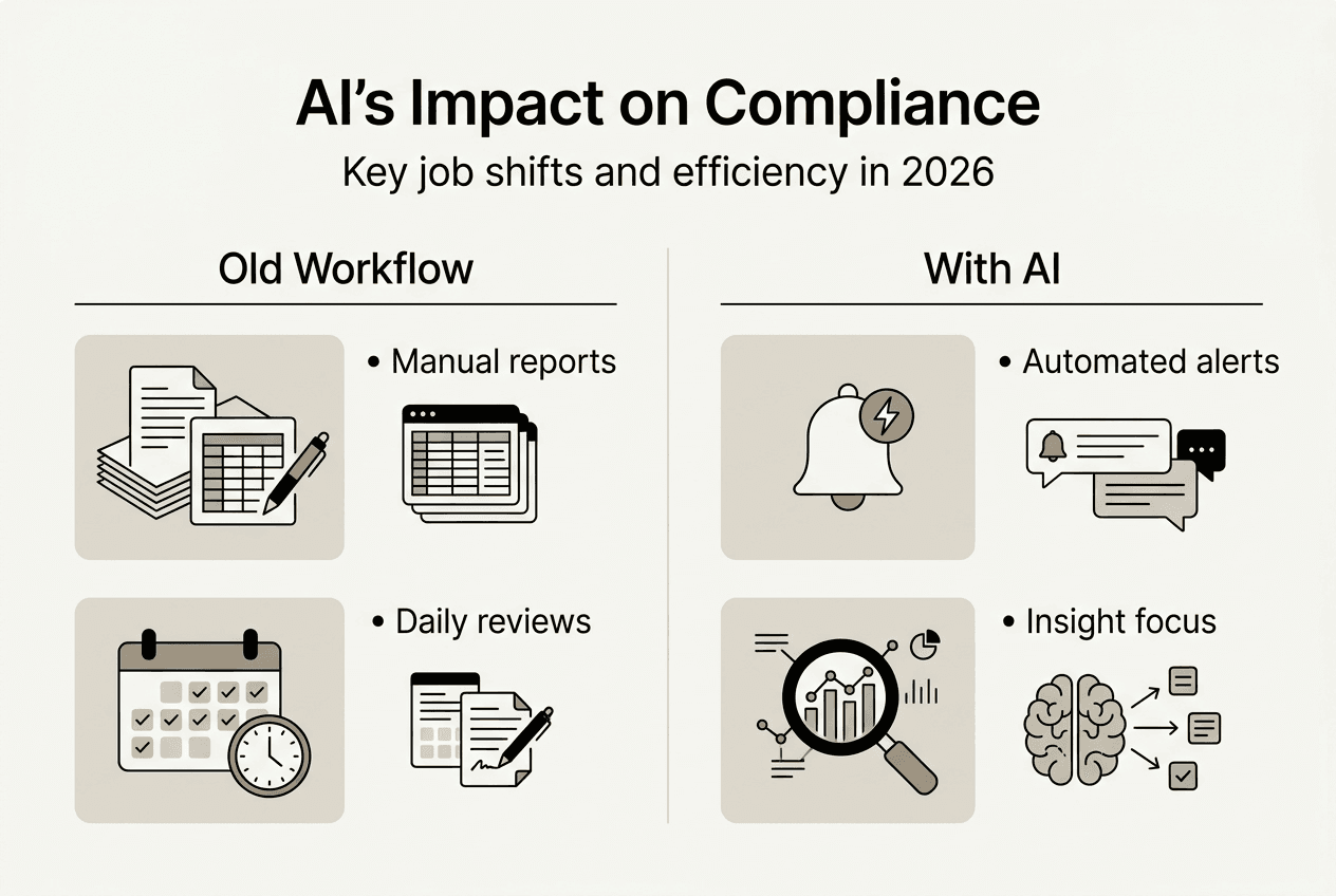 Infographic comparing manual versus AI compliance tasks