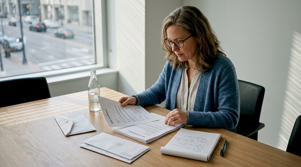 Woman reviewing audit evidence bank confirmations