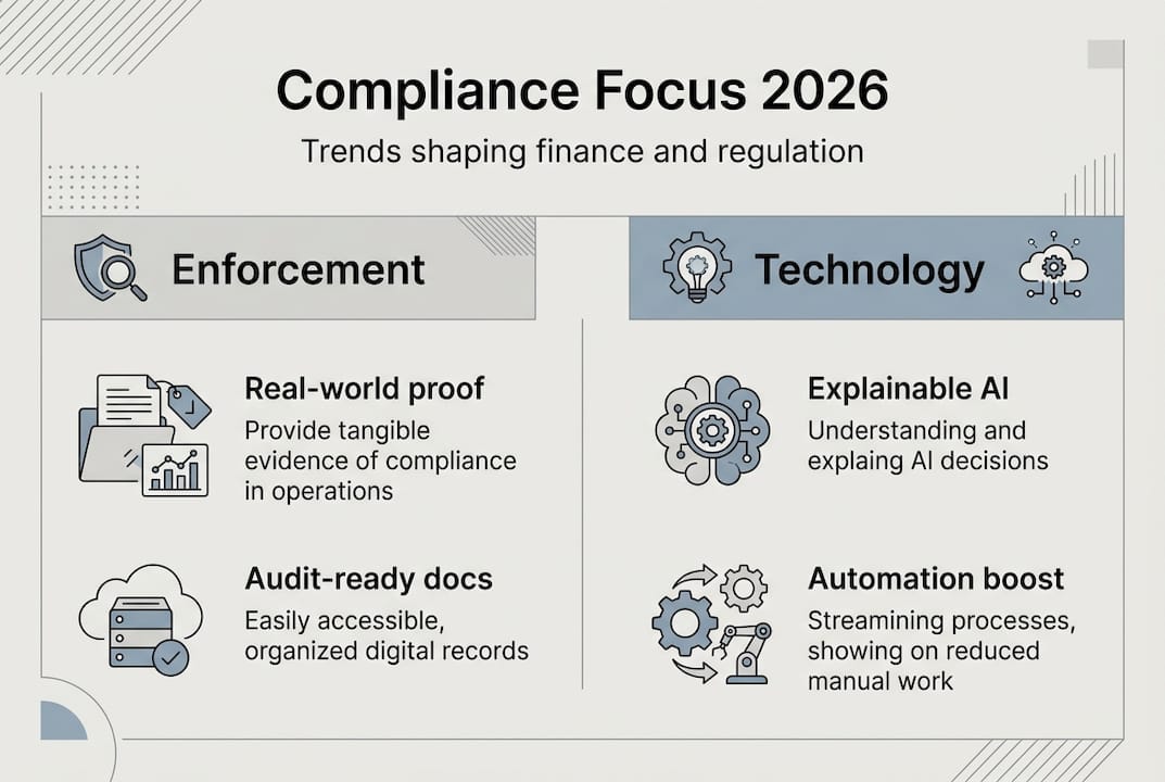 Infographic summarizing compliance strategies for 2026