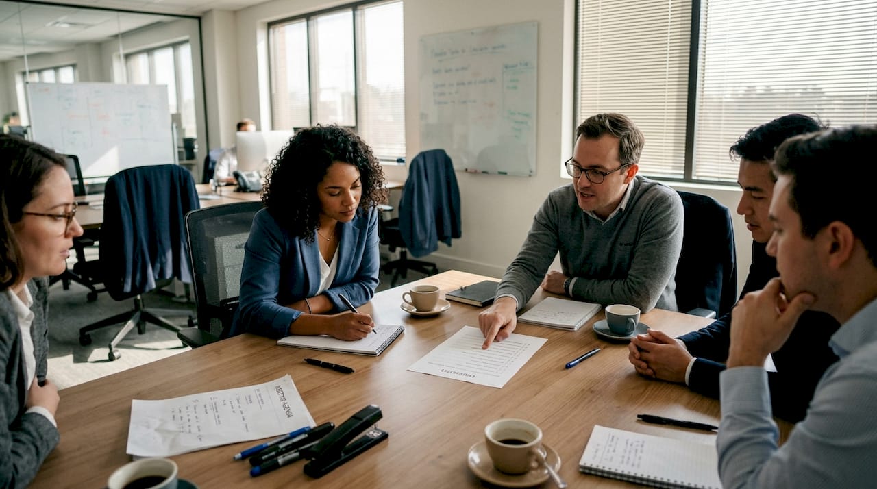 Process owners collaborating at conference table