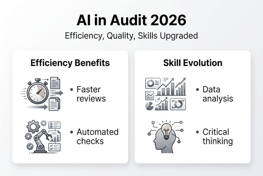 Infographic on AI benefits and audit skills
