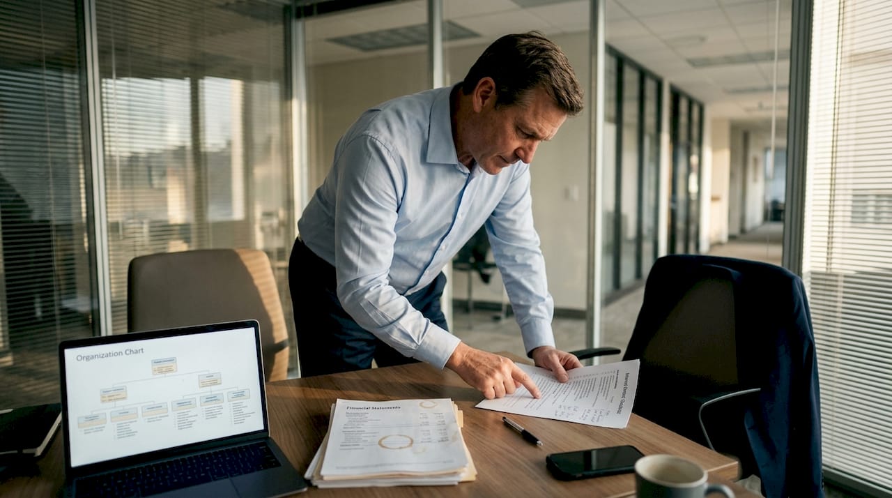 Executive reviewing audit control checklist