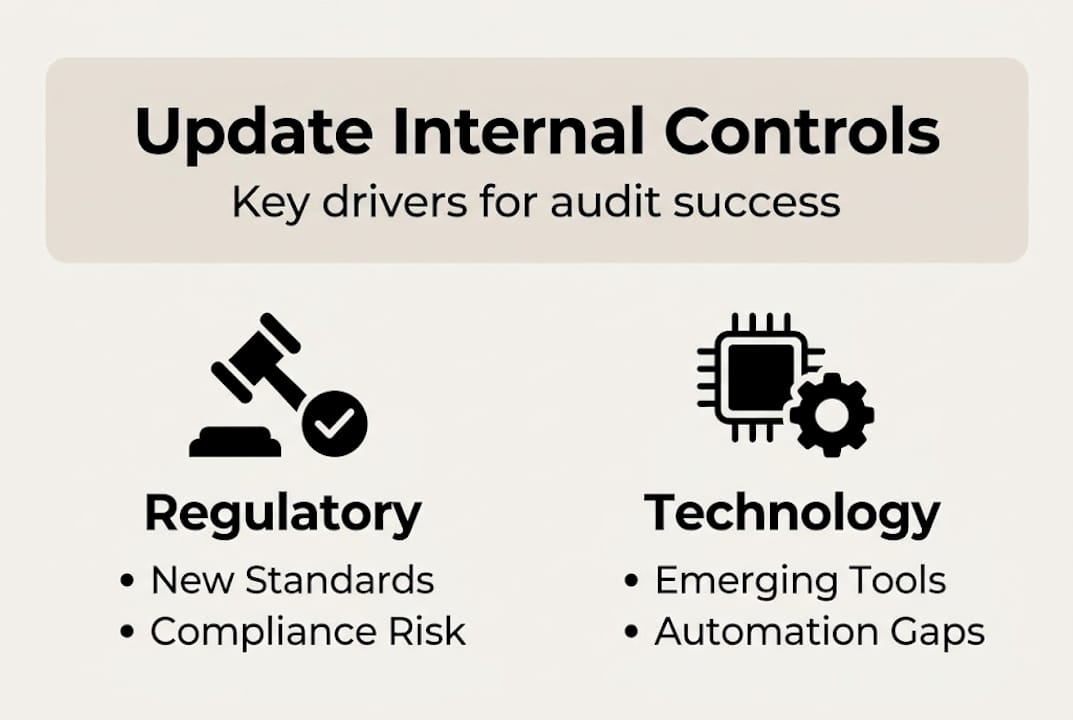 Infographic showing reasons to update internal controls