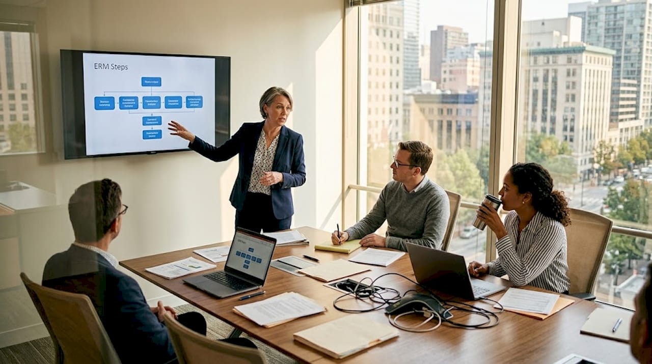 ERM meeting with compliance team in office