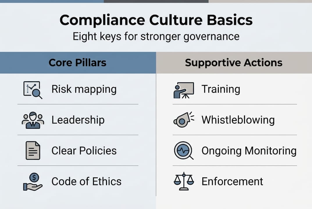 Infographic compliance culture keys and actions