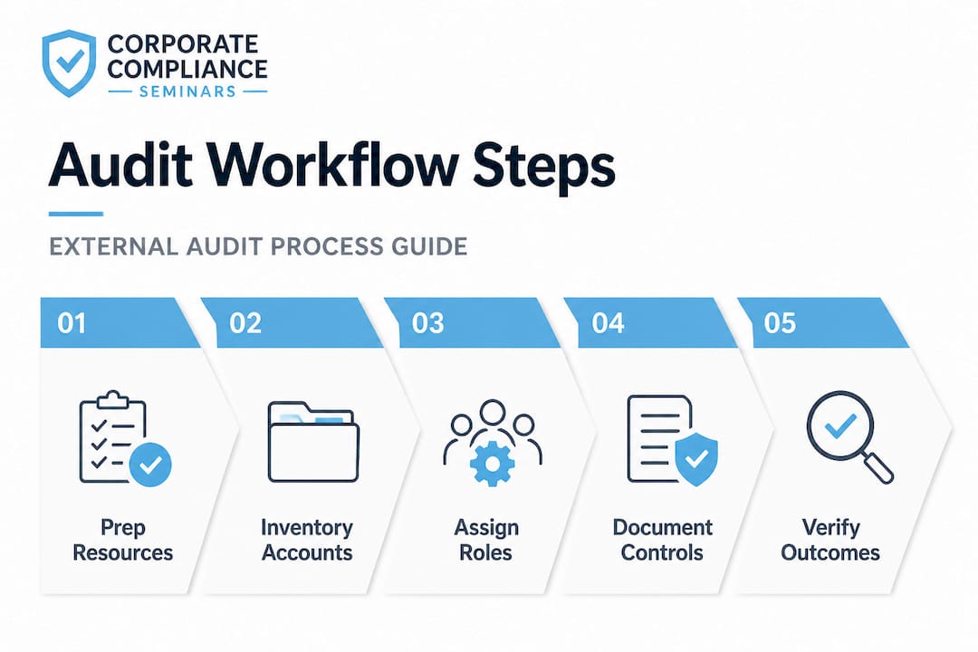 Infographic outlining external audit workflow steps