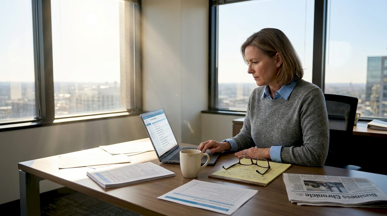 Compliance officer reviewing checklist workspace