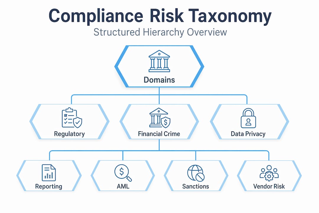 Compliance risk taxonomy hierarchy infographic