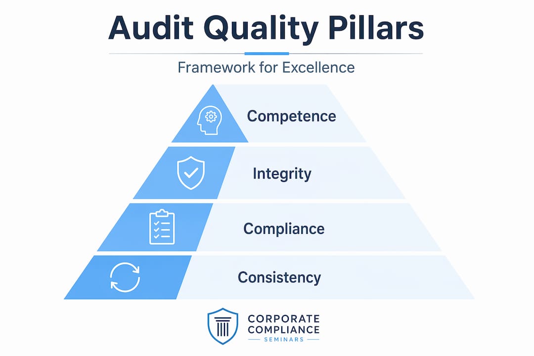 Audit quality framework pyramid infographic