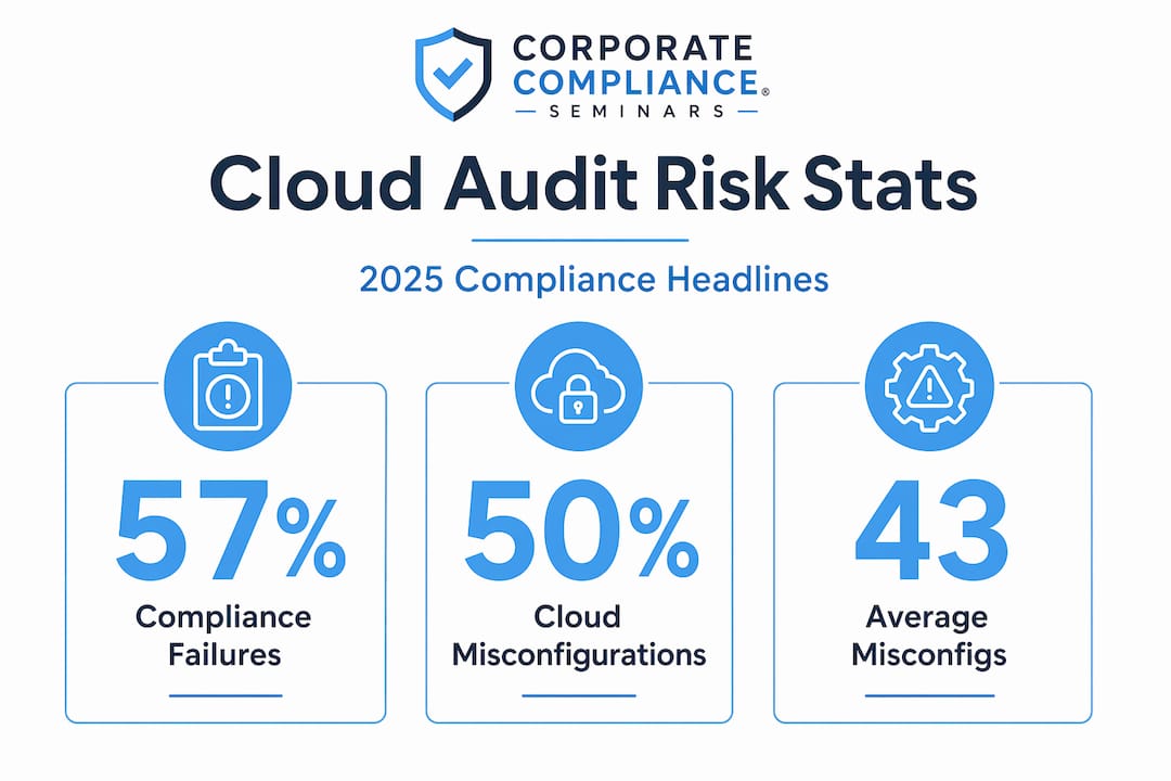 Infographic with top cloud audit risk statistics