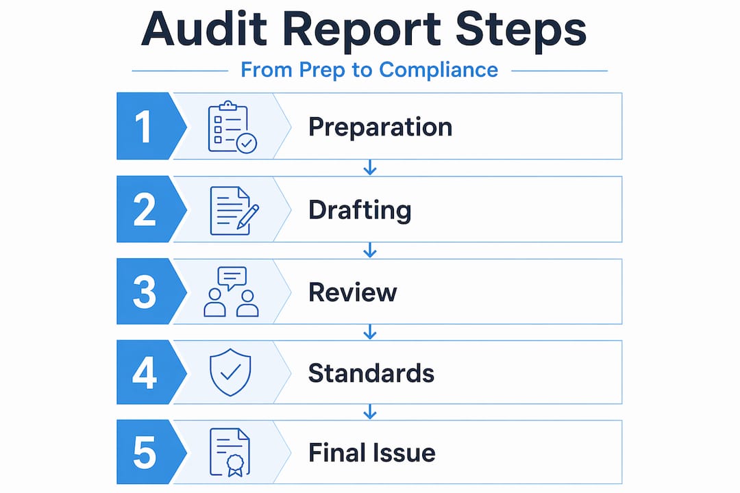 Infographic of key audit report workflow stages