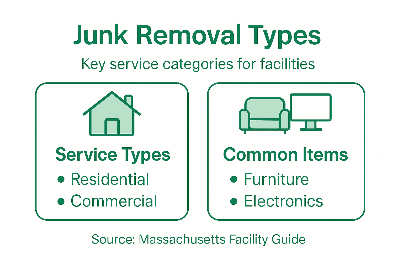 Infographic comparing junk removal types and items