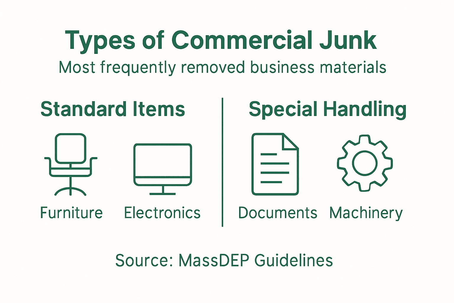 Infographic showing commercial junk categories