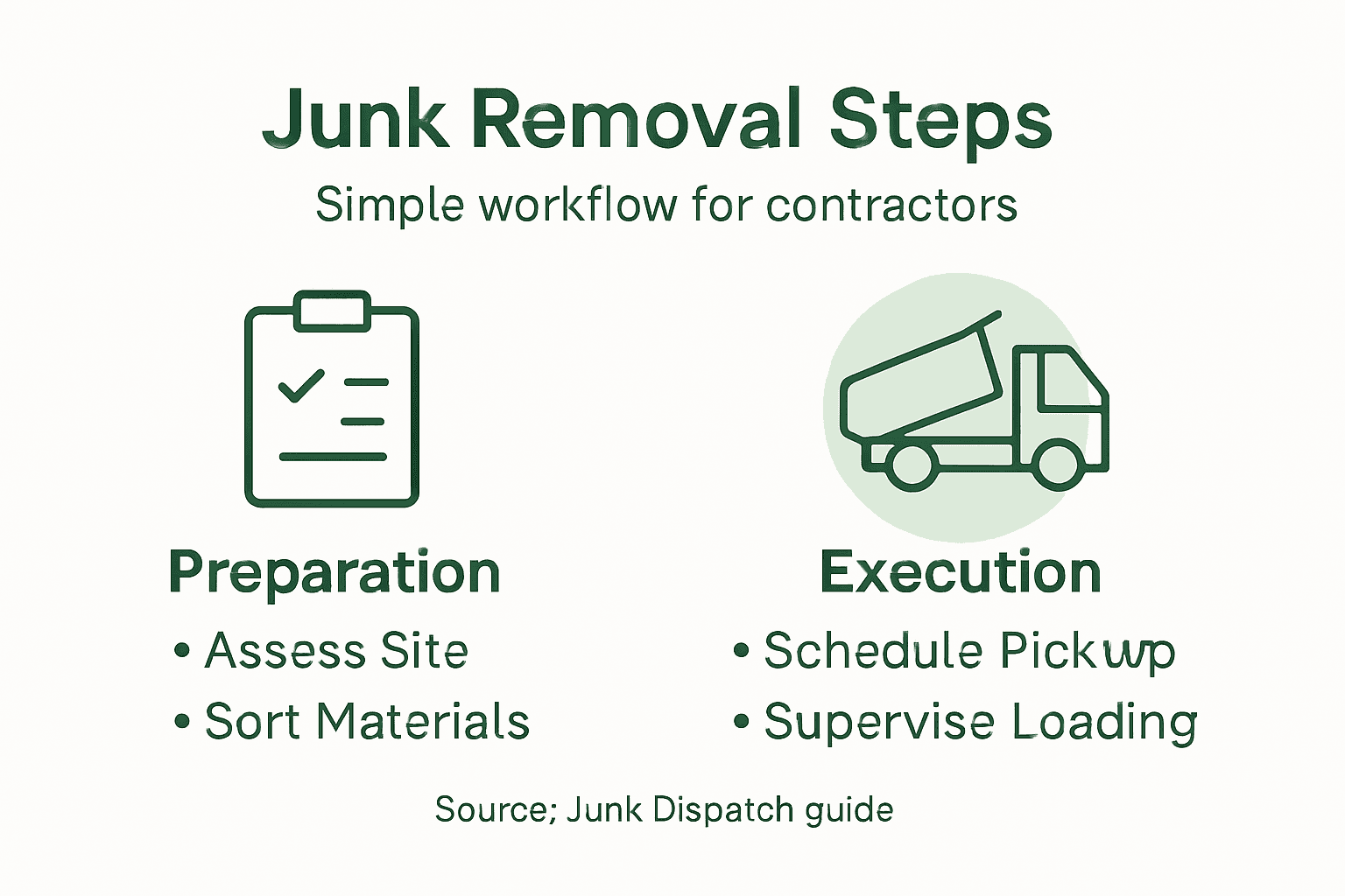 Infographic outlining junk removal workflow steps