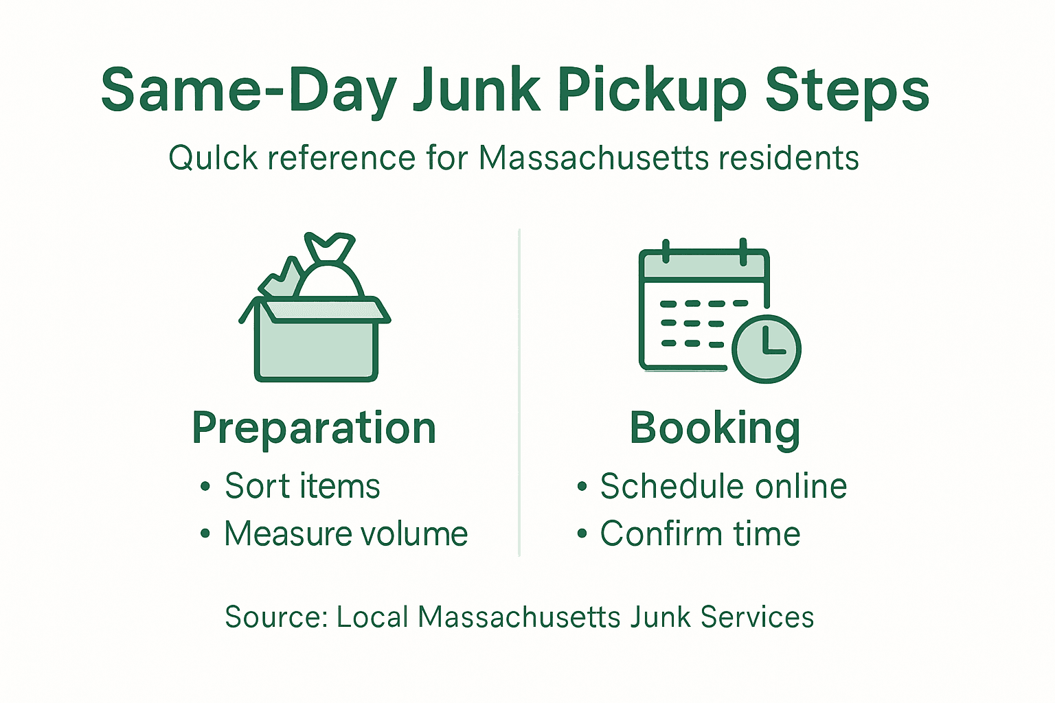 Infographic summarizing steps for junk pickup