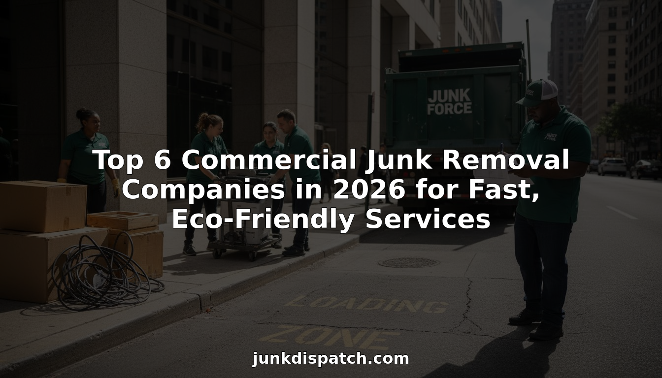 Junk removal crew at office loading curb