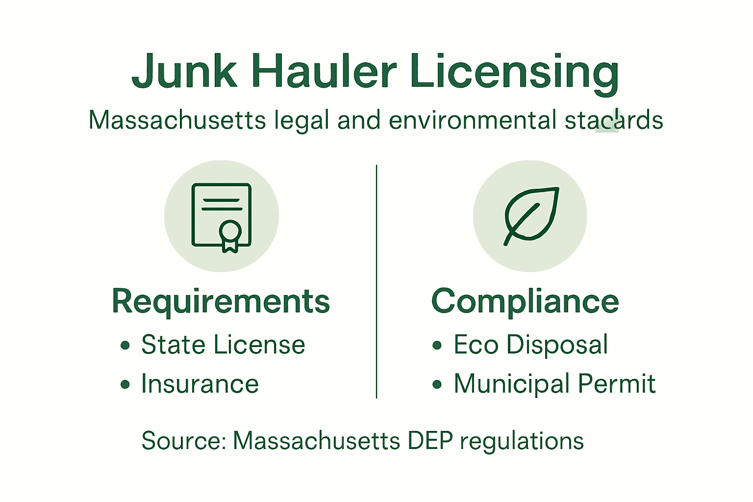 Infographic showing Massachusetts junk hauler requirements