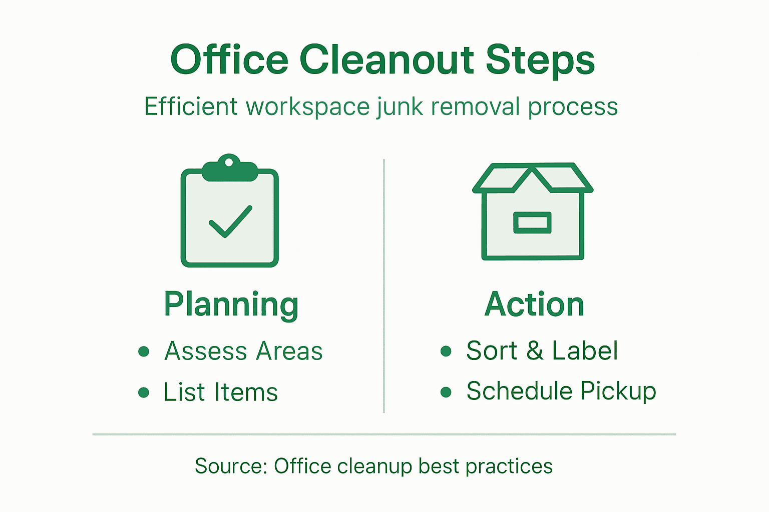 Infographic showing office cleanup step summary