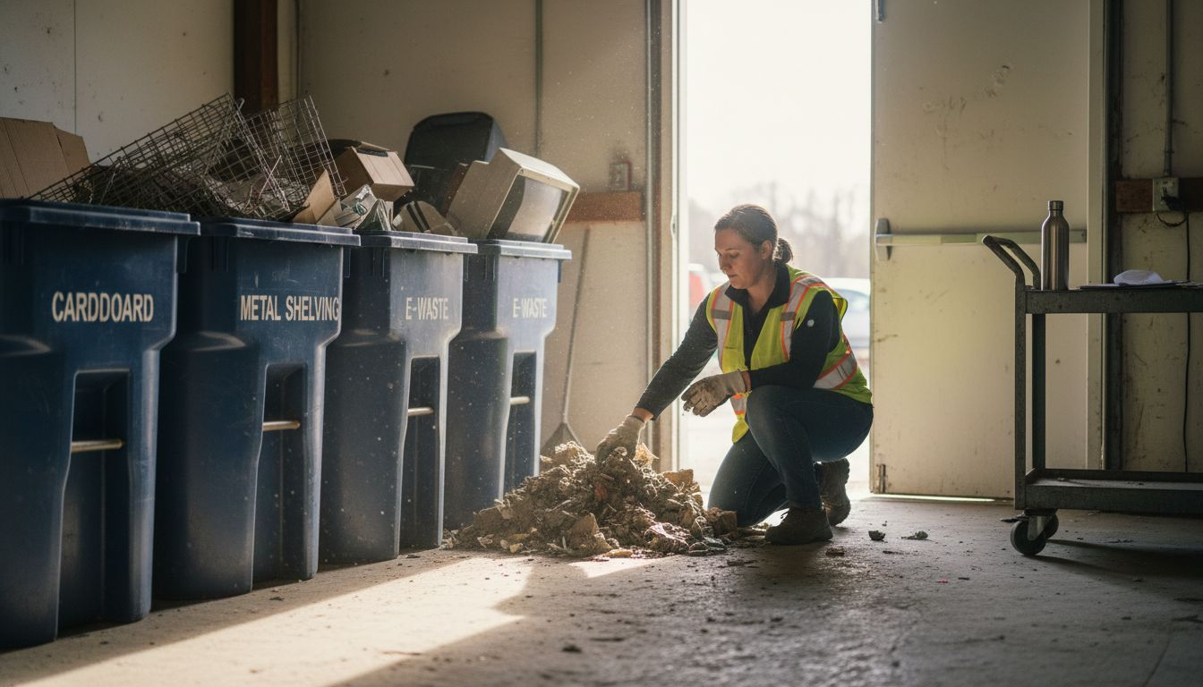 Specialist sorting recyclables for eco-friendly disposal