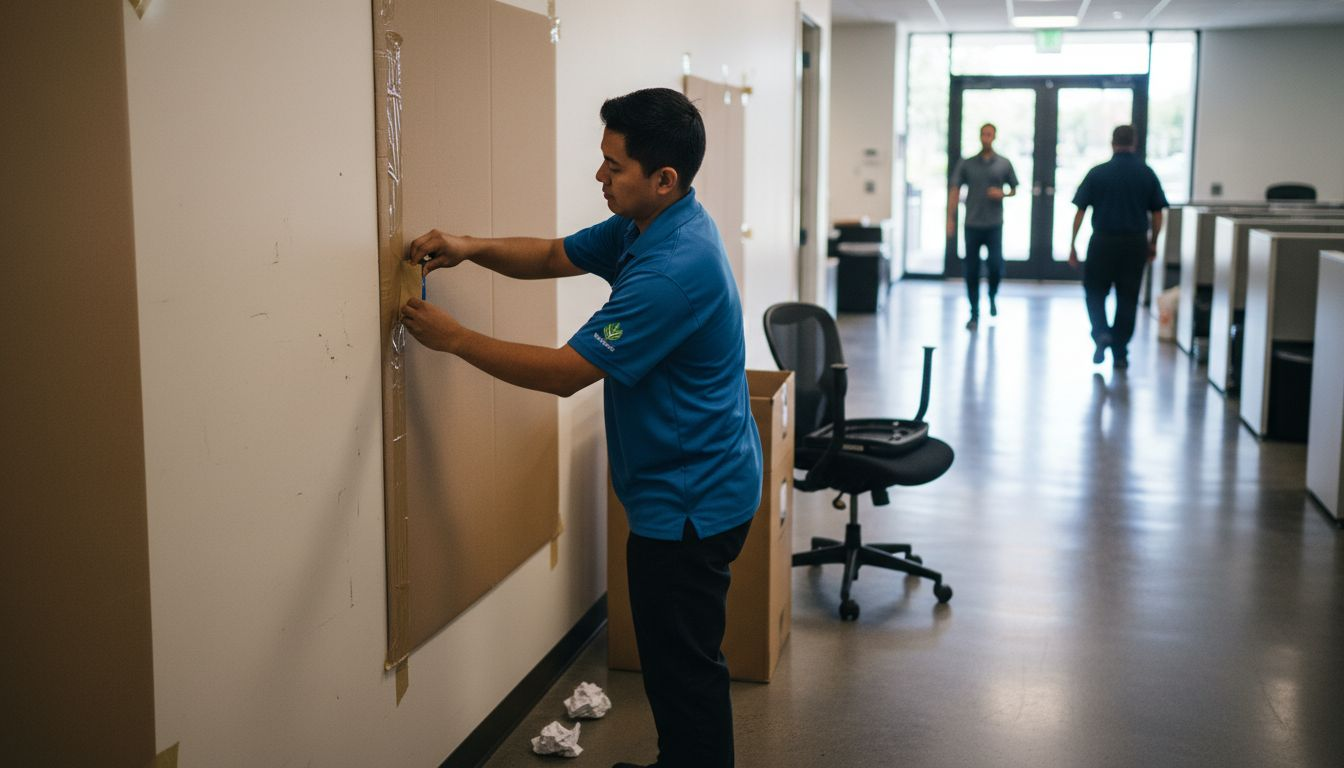 Prepping office hallway for efficient junk removal