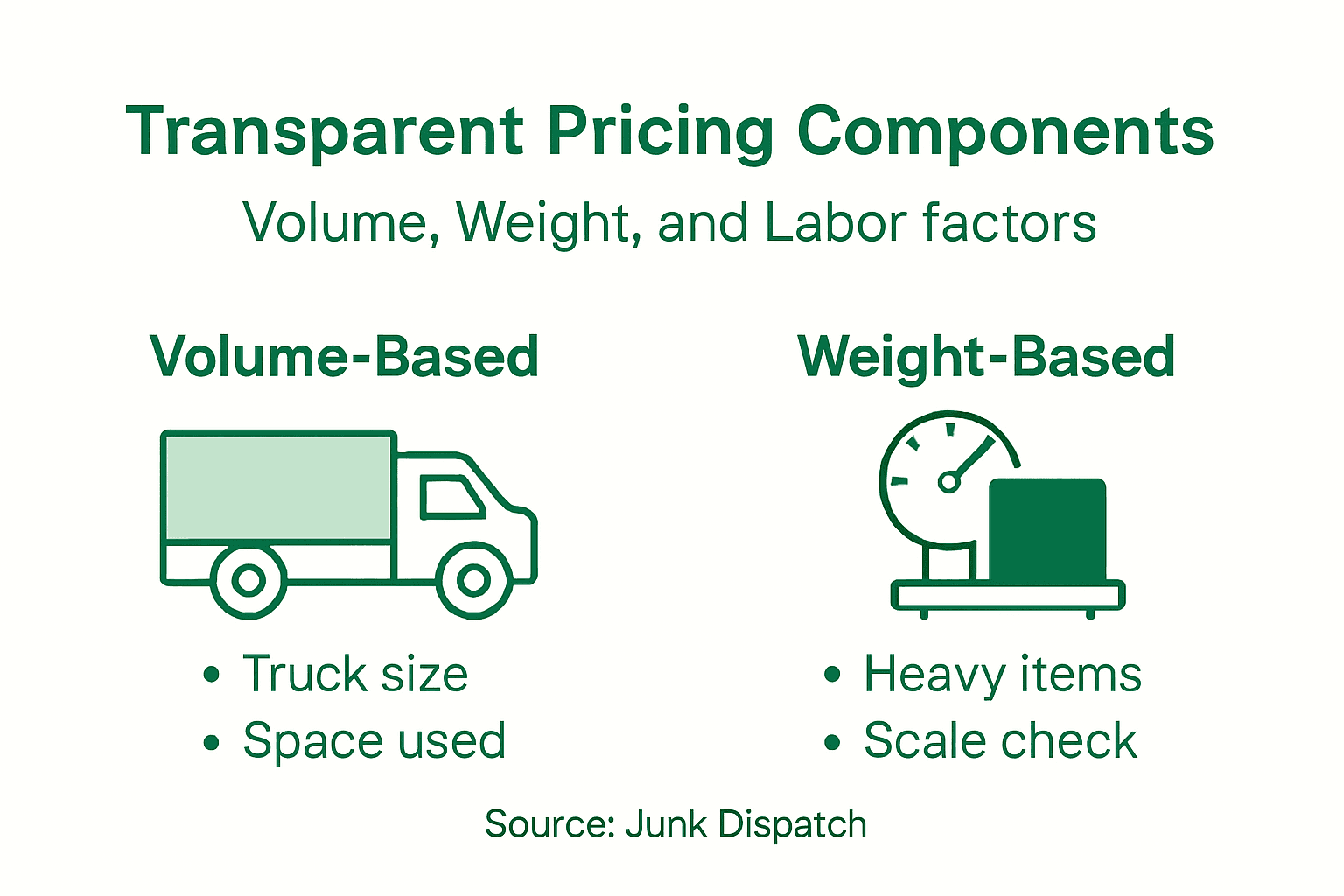 Infographic showing junk removal pricing factors