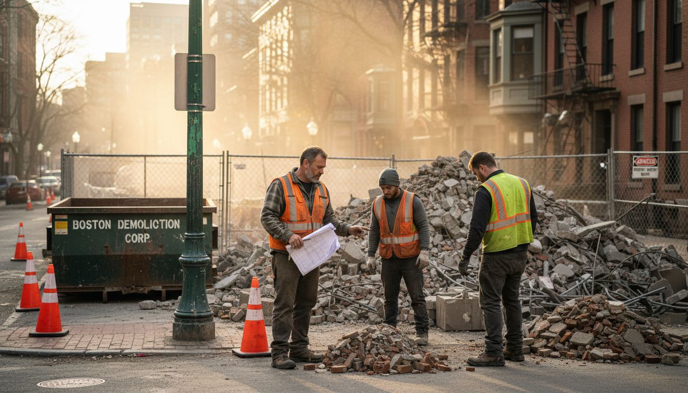 Foreman directing debris sorting at Boston site