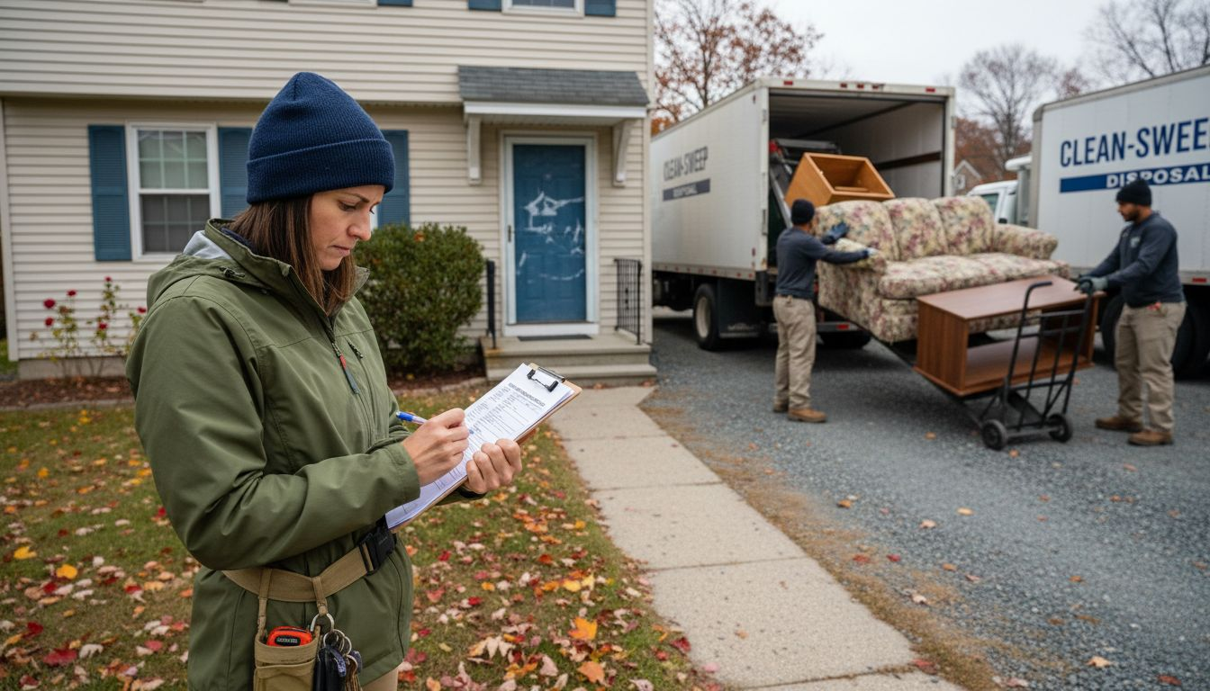 Property manager coordinates junk removal at rental house