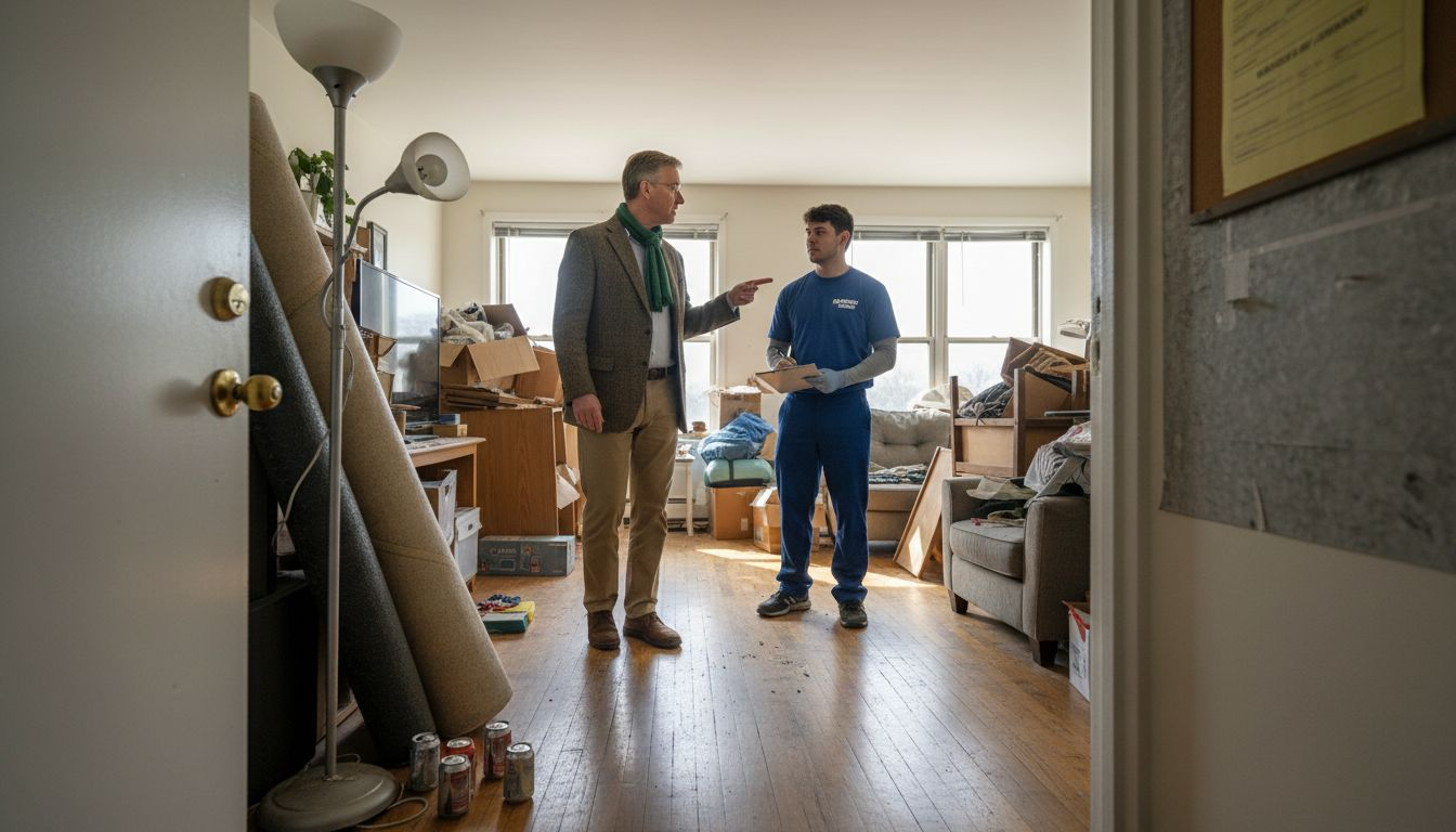Landlord meets junk removal team for apartment cleanout