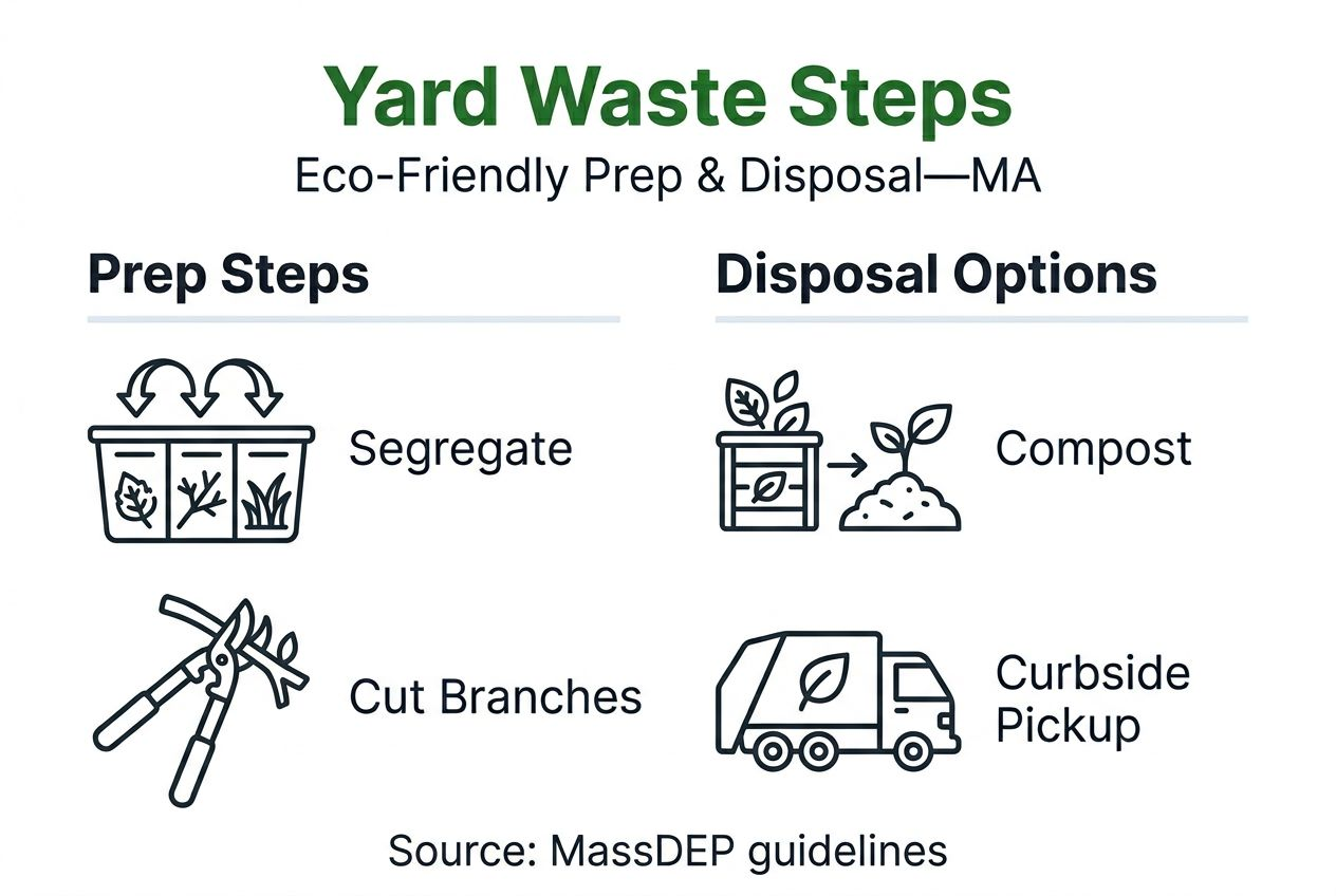 Infographic on eco-friendly yard waste steps in MA