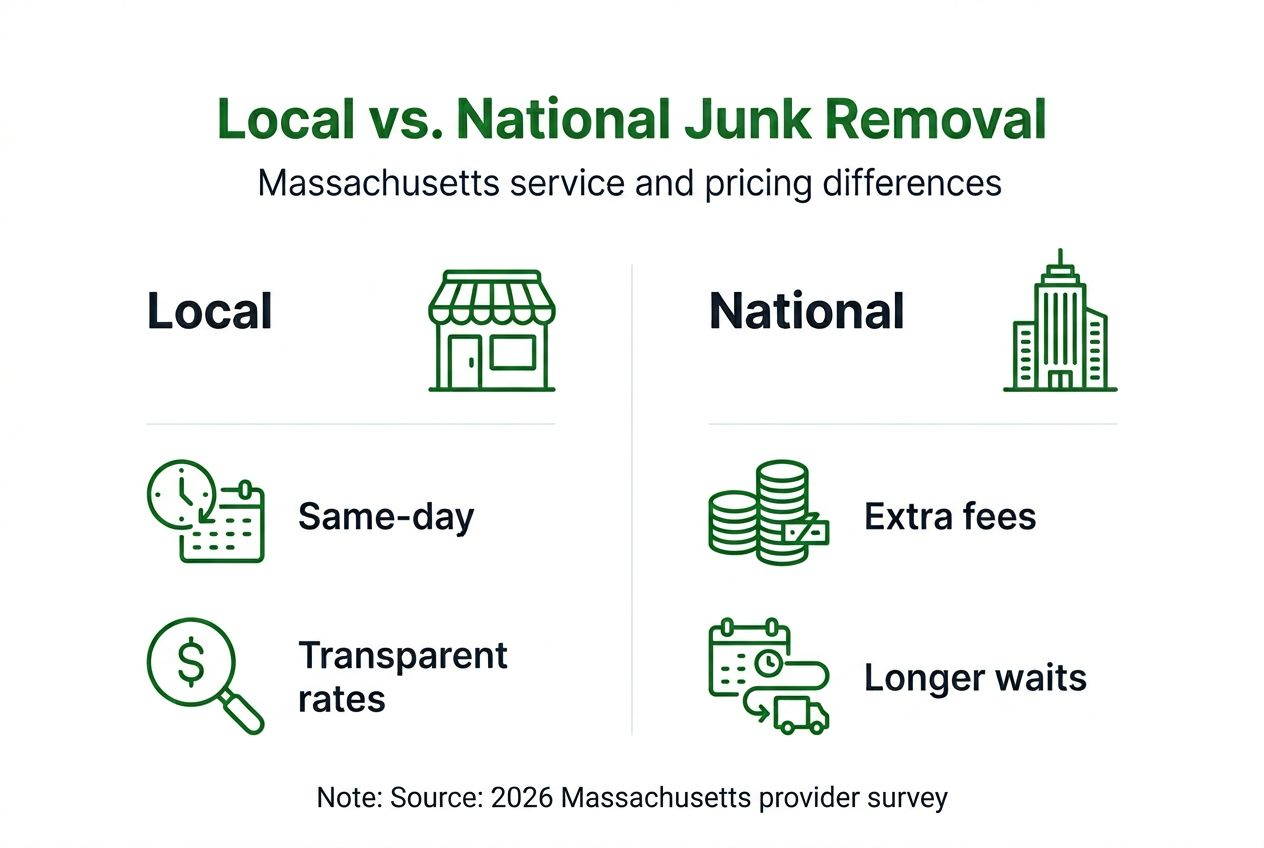 Infographic contrasting local versus national junk removal