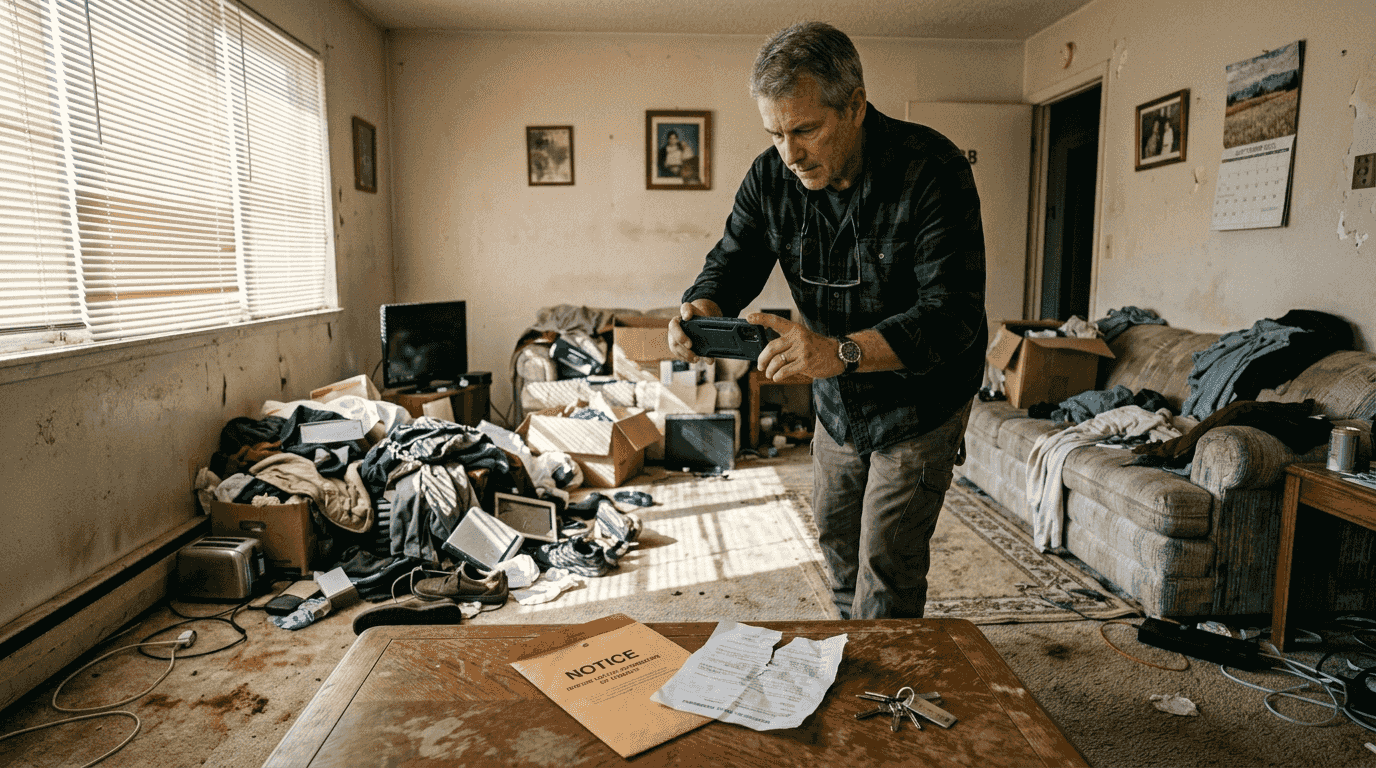 Landlord documenting tenant property for cleanout