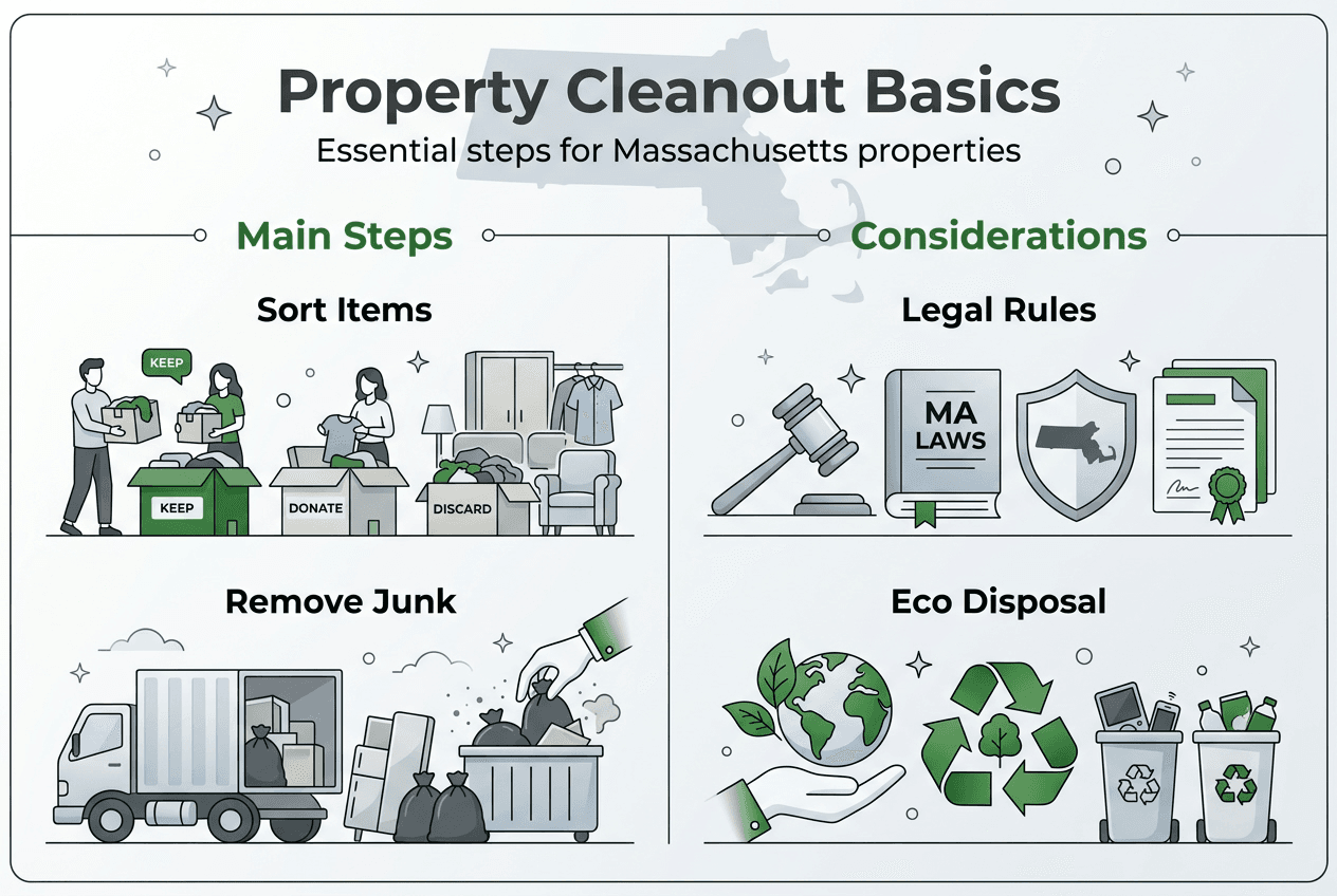 Infographic property cleanout steps and considerations