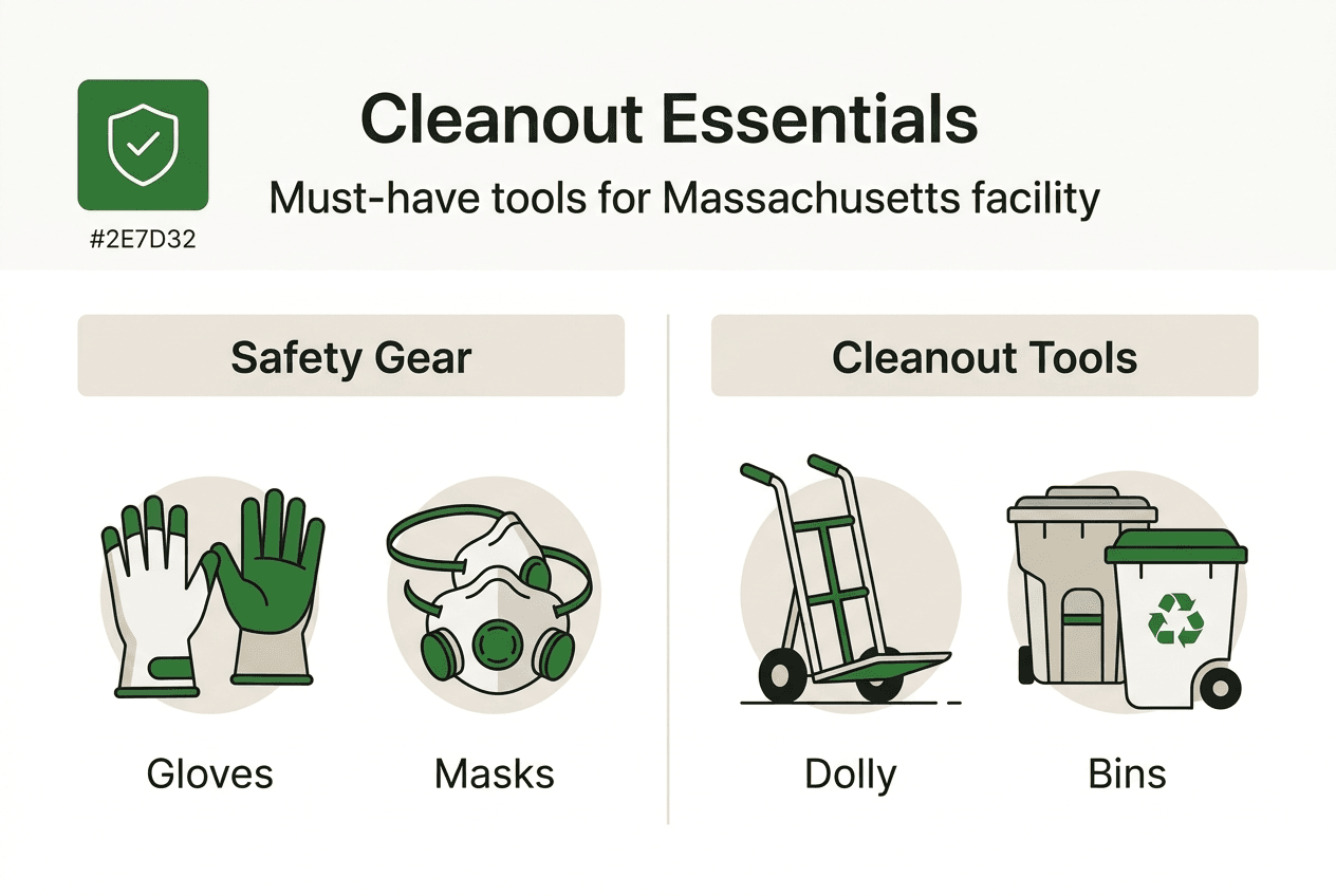 Infographic of essential cleanout tools and gear