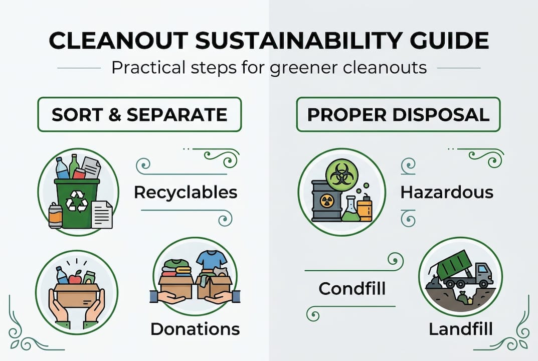 Infographic showing sustainable cleanout steps