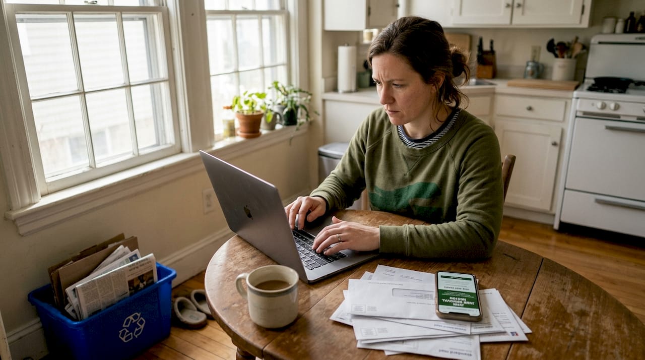 Woman struggling to book junk removal online