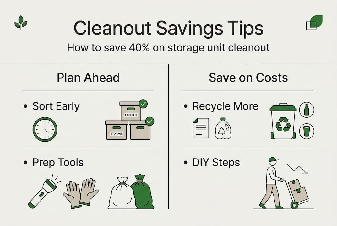Infographic summarizing storage cleanout cost tips