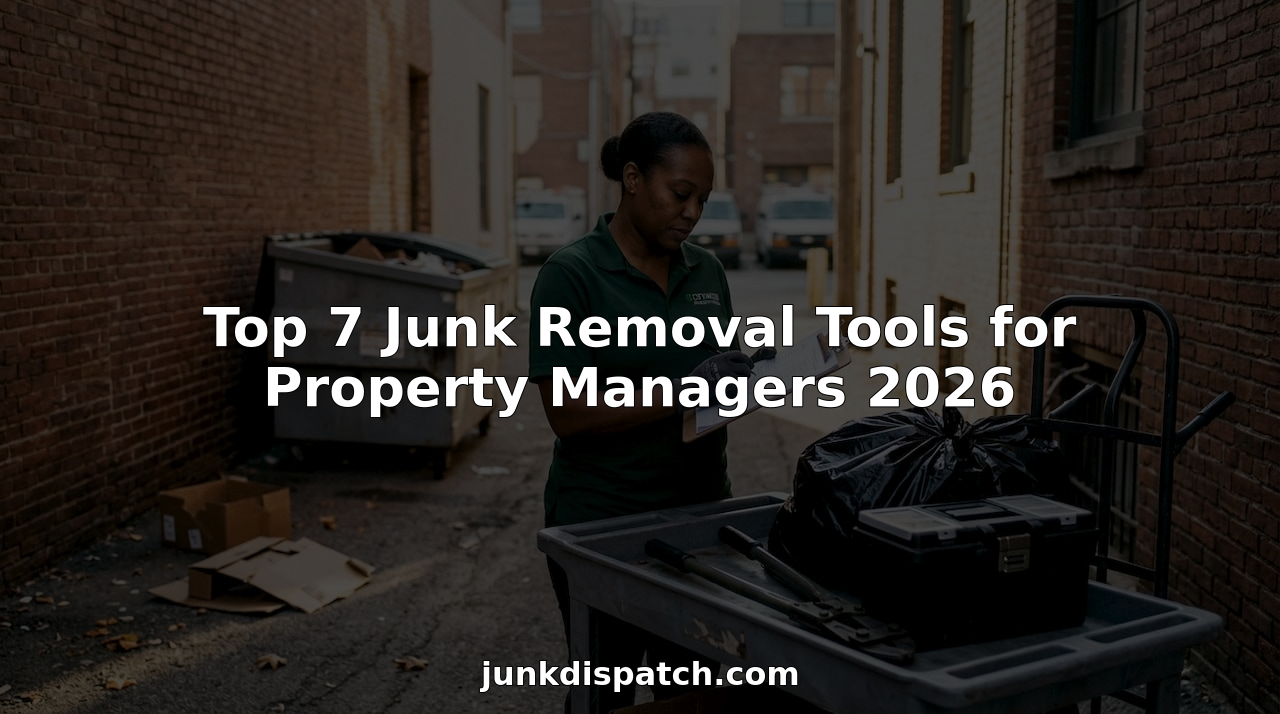 Property manager organizing junk removal tools outside
