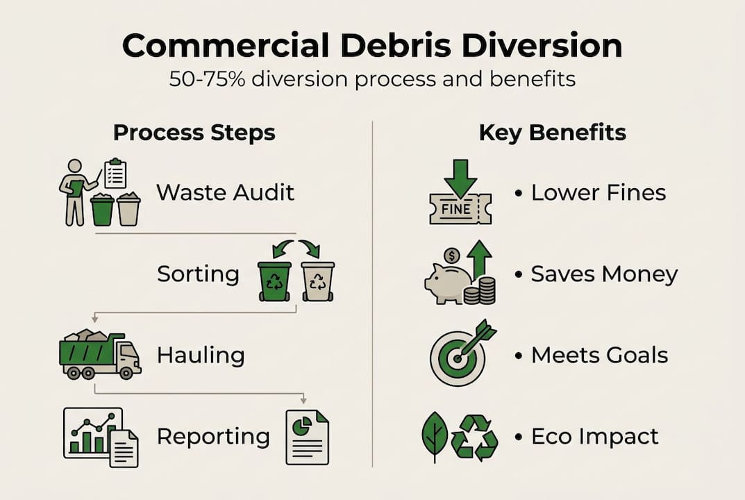 Infographic showing debris diversion process and benefits