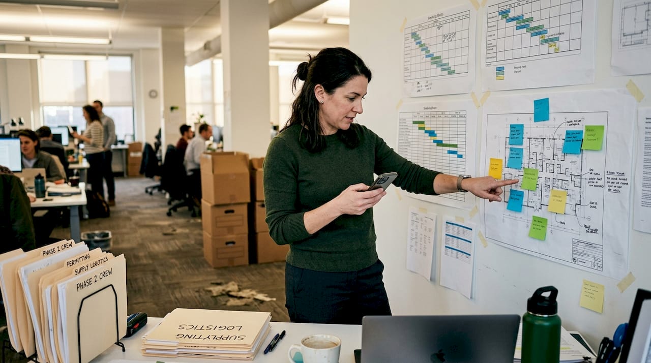 Manager planning office cleanout workflow