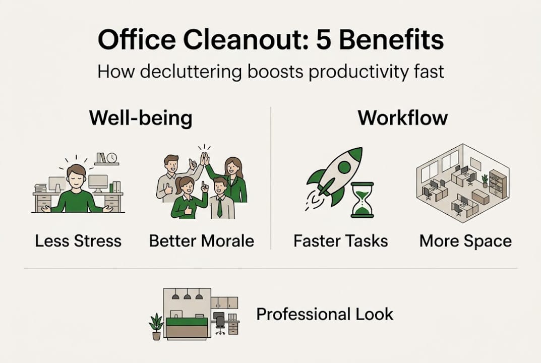 Infographic showing key benefits of office cleanouts